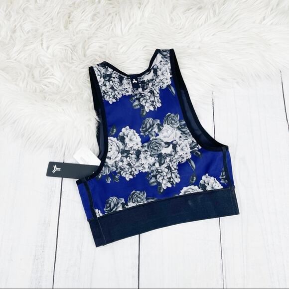 Ultracor Women's The Altitude Silk Posey Blue Print Sleeveless Crop XS NEW - Picture 3 of 4